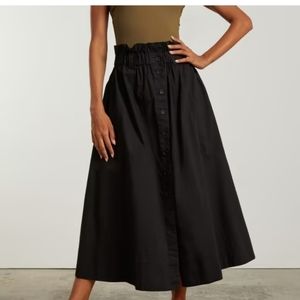 Everlane the easy button front cotton skirt in black